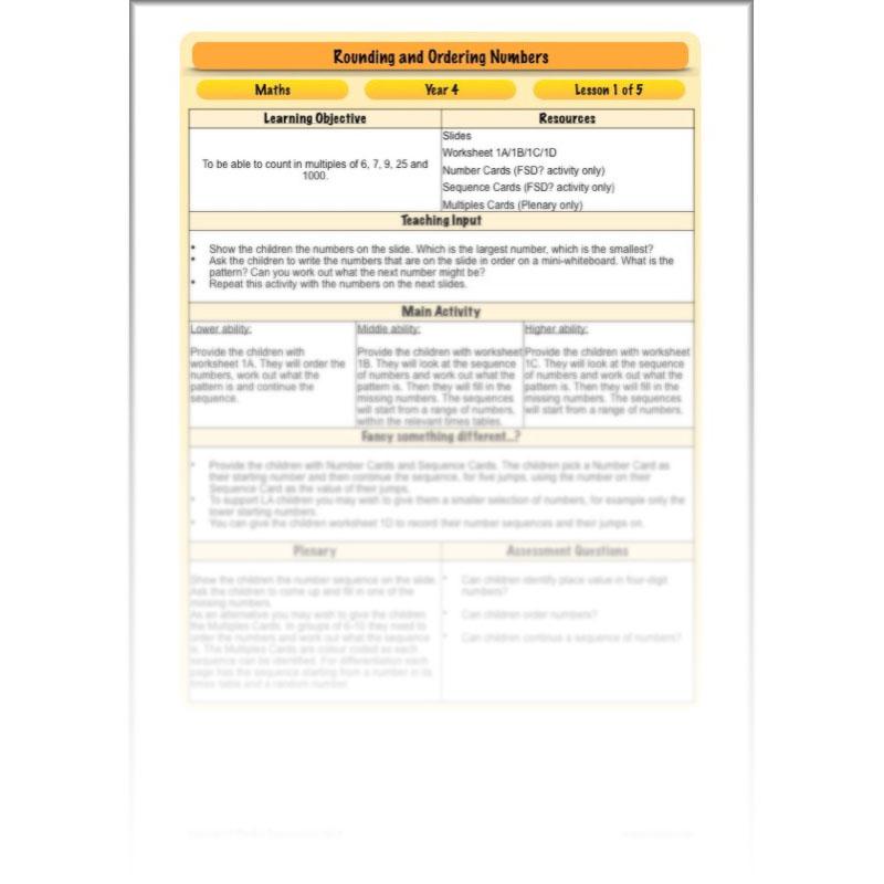PlanBee Rounding and Ordering Numbers - Place Value: Year 4 Maths Lesson Plans