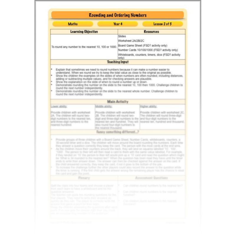 PlanBee Rounding and Ordering Numbers - Place Value: Year 4 Maths Lesson Plans