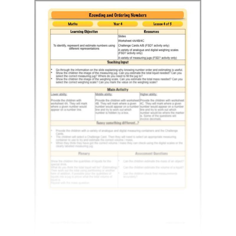 PlanBee Rounding and Ordering Numbers - Place Value: Year 4 Maths Lesson Plans