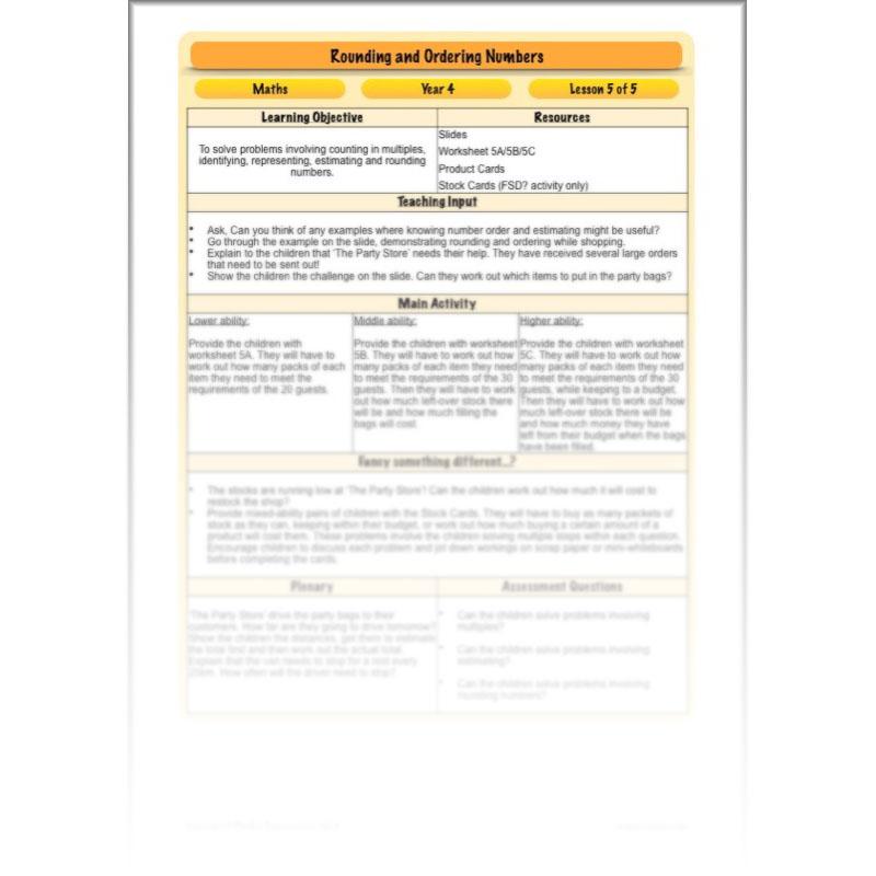 PlanBee Rounding and Ordering Numbers - Place Value: Year 4 Maths Lesson Plans