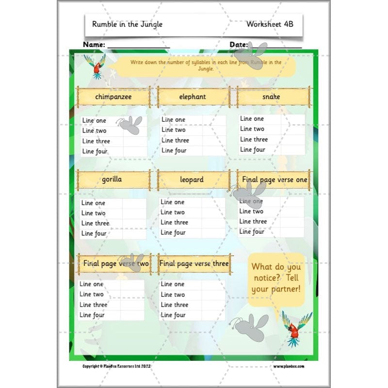 PlanBee Rumble in the Jungle Year 2 animal poetry lessons by Planbee