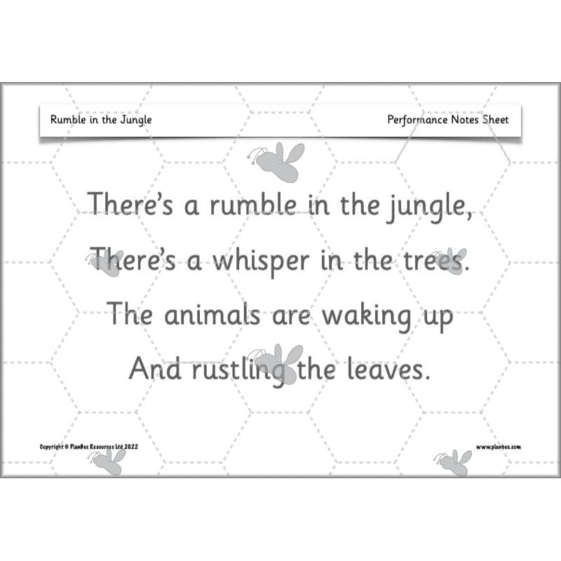 PlanBee Rumble in the Jungle Year 2 animal poetry lessons by Planbee