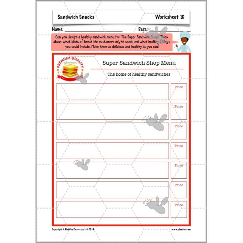 PlanBee Sandwich Snacks Year 3 DT Lesson Planning Pack
