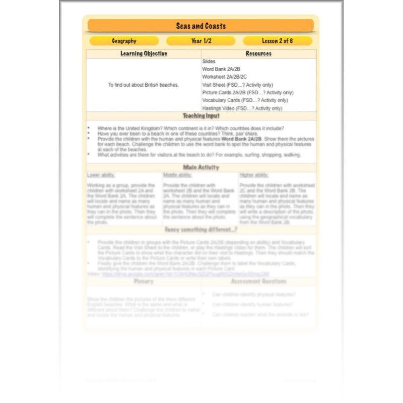 PlanBee At The Seaside KS1 Geography Lessons by PlanBee