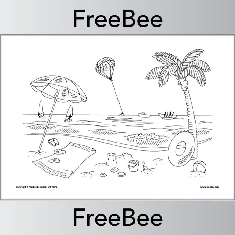 Seaside Colouring Pages Free PDF Sheets by PlanBee