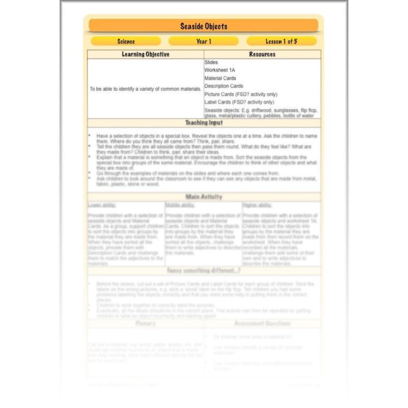 PlanBee Year 1 Science Materials and their Properties by PlanBee
