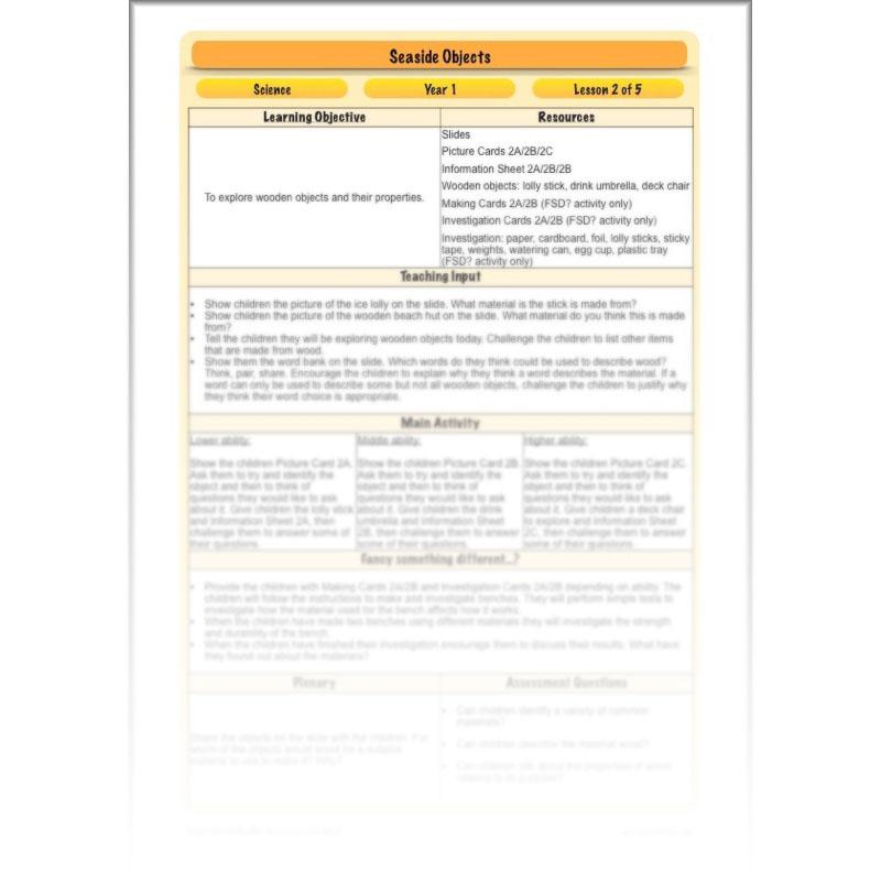 PlanBee Year 1 Science Materials and their Properties by PlanBee