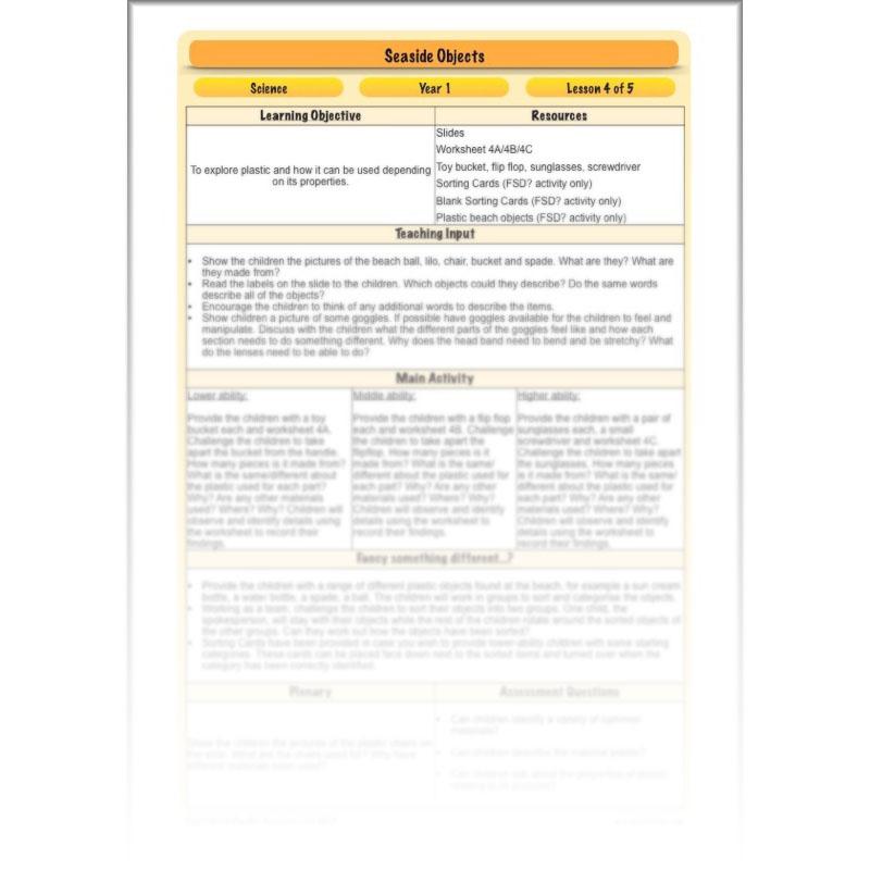 PlanBee Year 1 Science Materials and their Properties by PlanBee