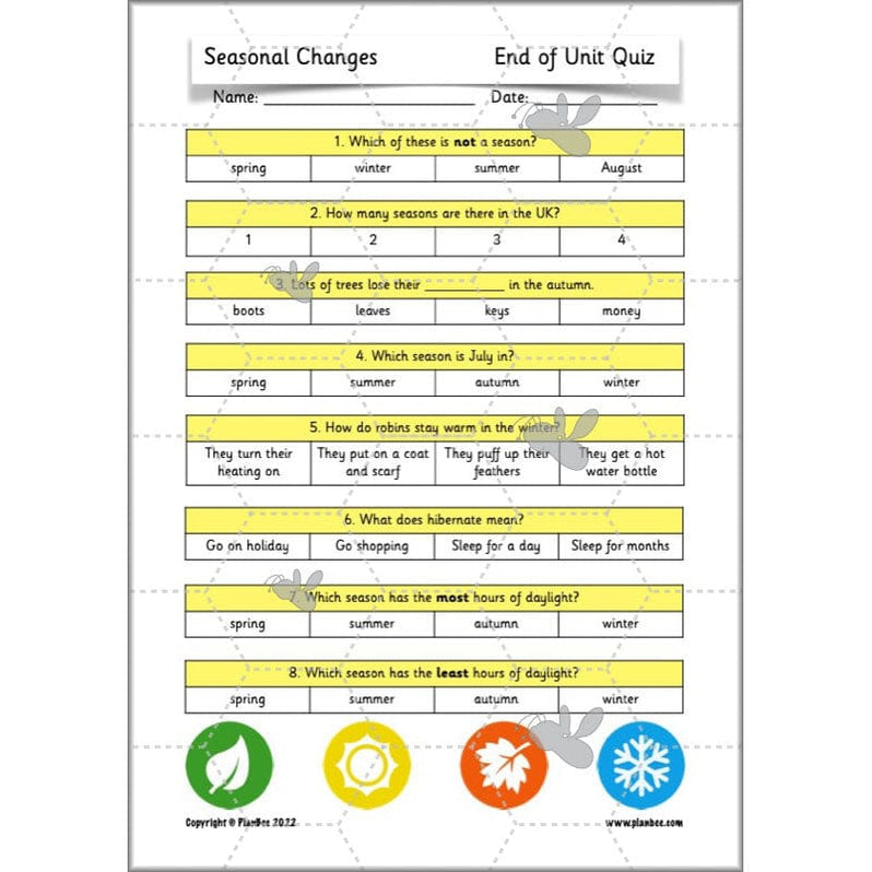 Seasonal Changes Year 1 Science Lesson Plans for KS1 — PlanBee