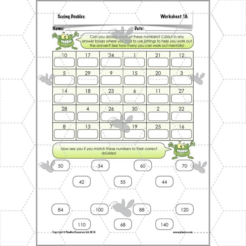 PlanBee Seeing Doubles - Doubling and Halving Year 4 Maths Lesson Planning