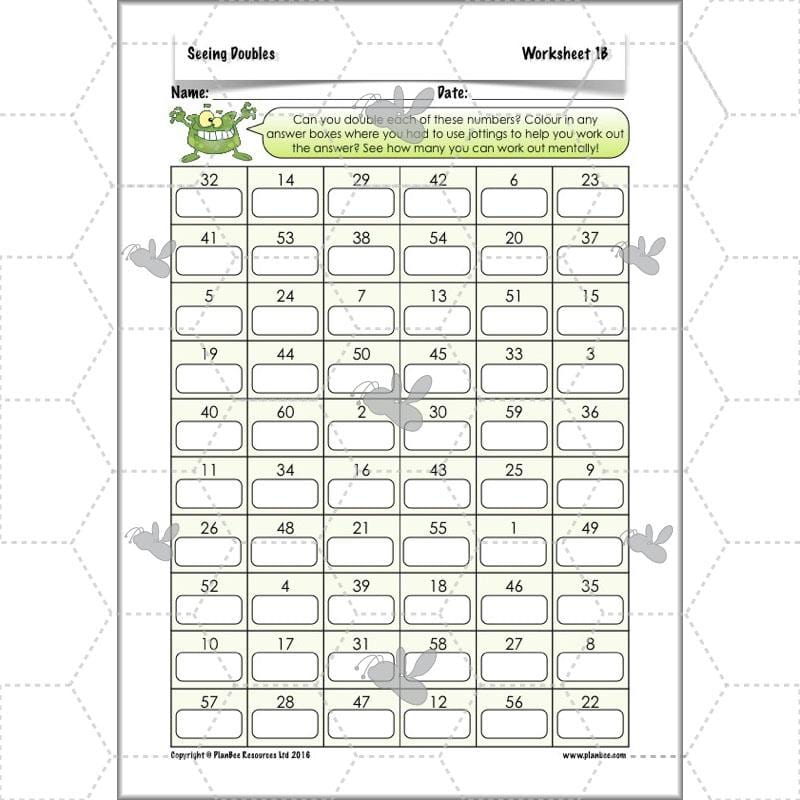 PlanBee Seeing Doubles - Doubling and Halving Year 4 Maths Lesson Planning
