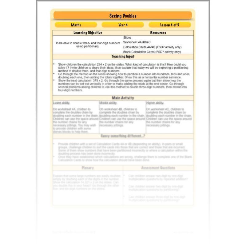 PlanBee Seeing Doubles - Doubling and Halving Year 4 Maths Lesson Planning