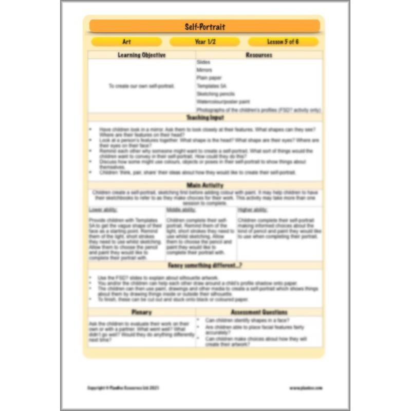 PlanBee Self Portrait: Primary Art Lessons for Year 1 & Year 2