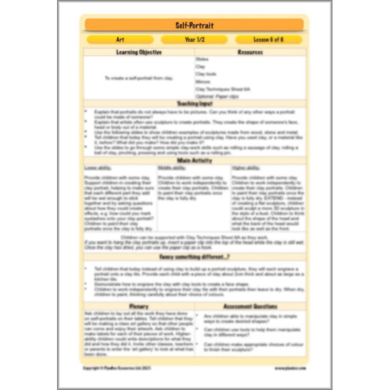 PlanBee Self Portrait: Primary Art Lessons for Year 1 & Year 2