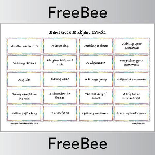 Sentence Cards Cross Content Resource