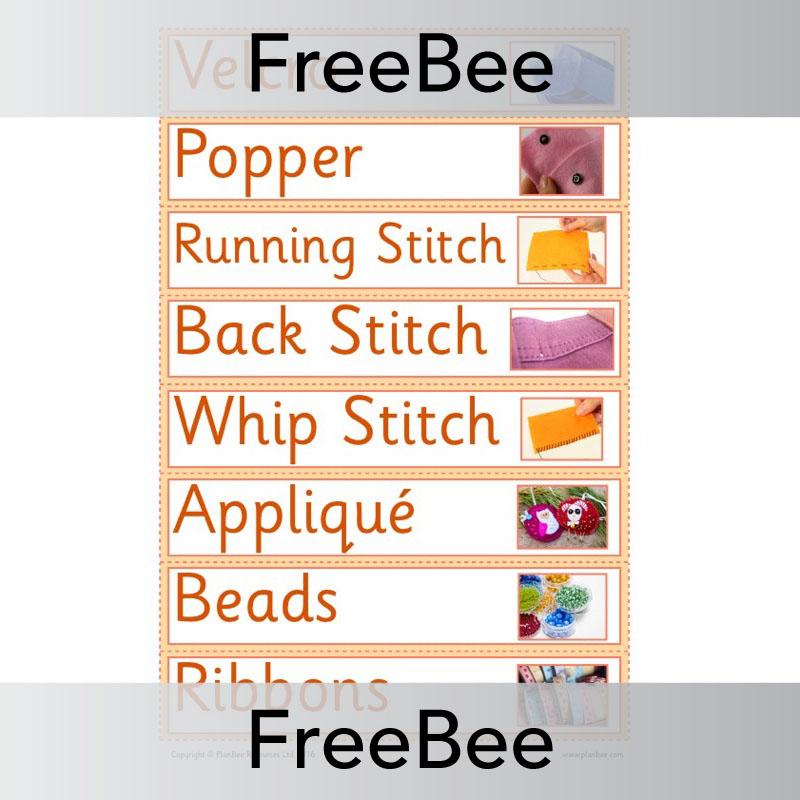 PlanBee Sewing Vocabulary Cards | PlanBee FreeBees