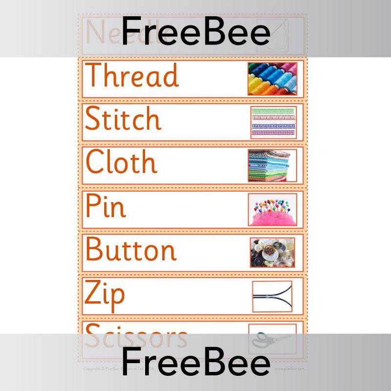 PlanBee Sewing Vocabulary Cards | PlanBee FreeBees