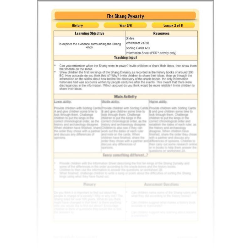 PlanBee Shang Dynasty KS2 Planning Pack for Year 5 & 6 by PlanBee