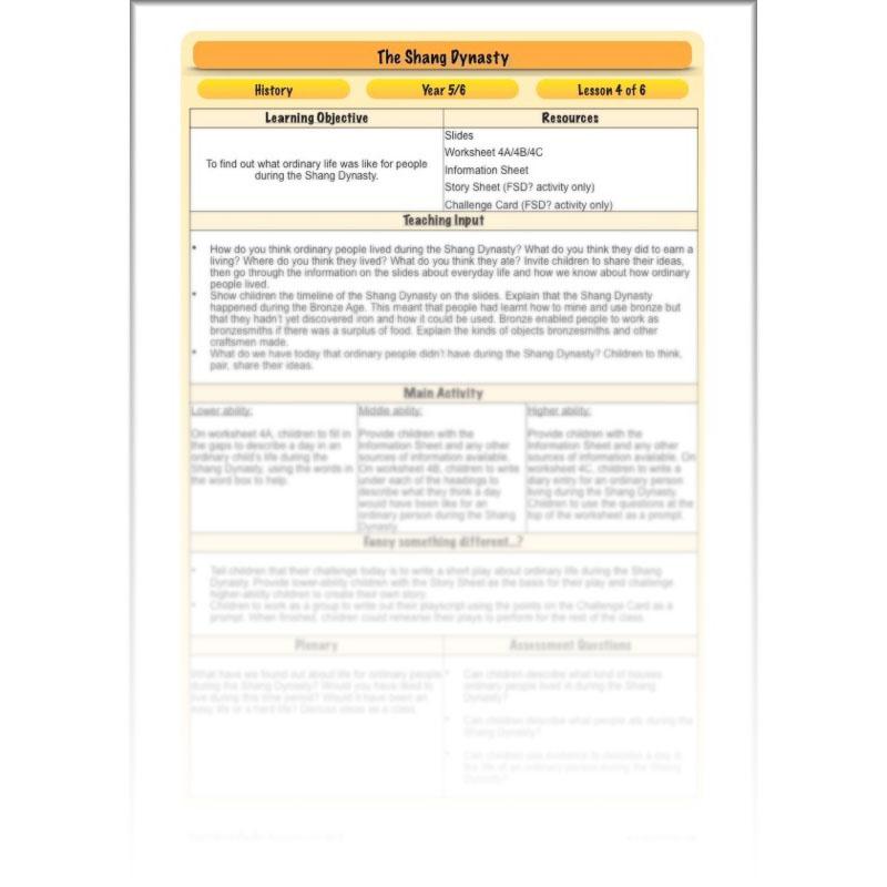 PlanBee Shang Dynasty KS2 Planning Pack for Year 5 & 6 by PlanBee