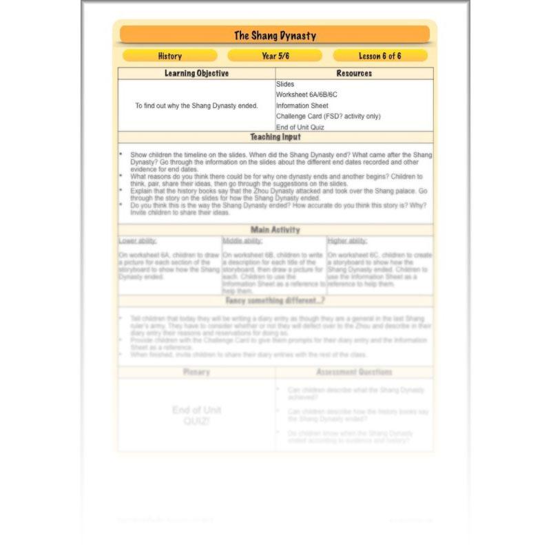 PlanBee Shang Dynasty KS2 Planning Pack for Year 5 & 6 by PlanBee