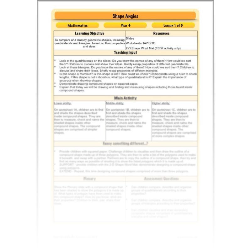 PlanBee Shape Angles Year 4 Shape Properties Lesson | PlanBee