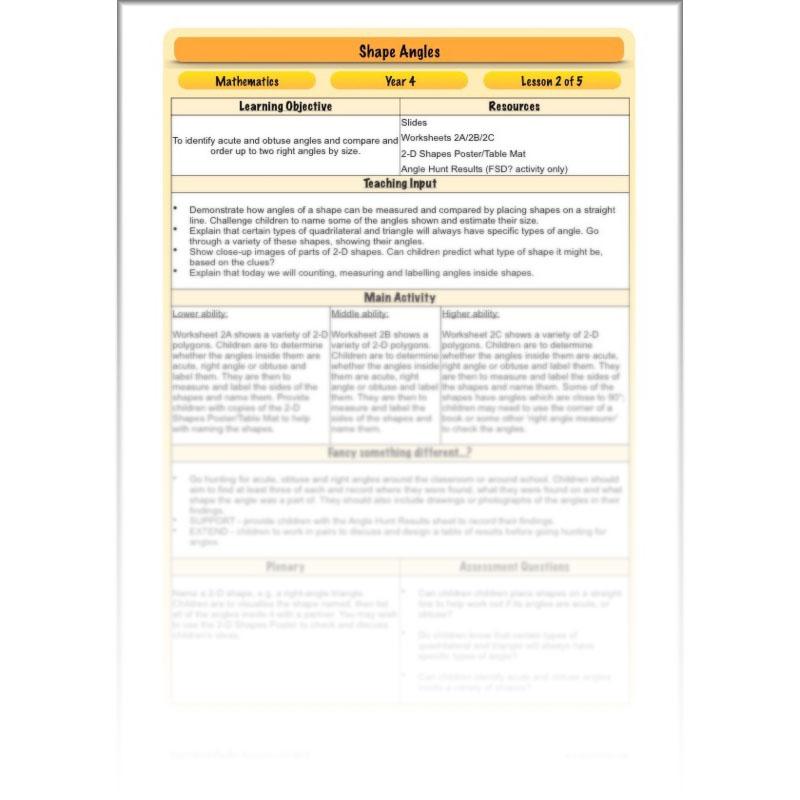 PlanBee Shape Angles Year 4 Shape Properties Lesson | PlanBee