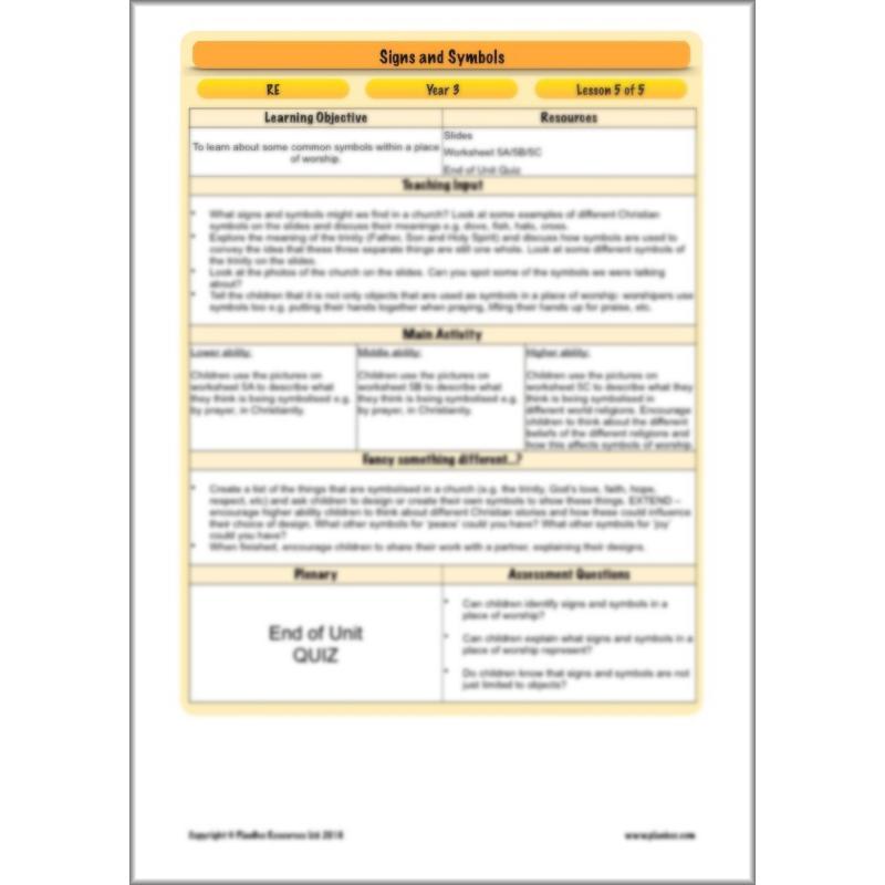 PlanBee Religious Signs and Symbols – Year 3 RE lessons