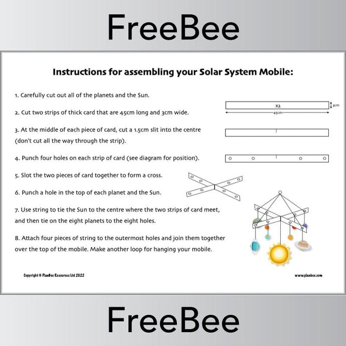 PlanBee FREE Solar System Mobile Template by PlanBee