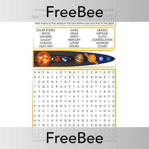 PlanBee Solar System Word Search | PlanBee FreeBees