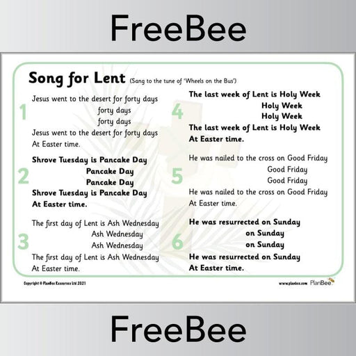 PlanBee Song for Lent KS1 by PlanBee