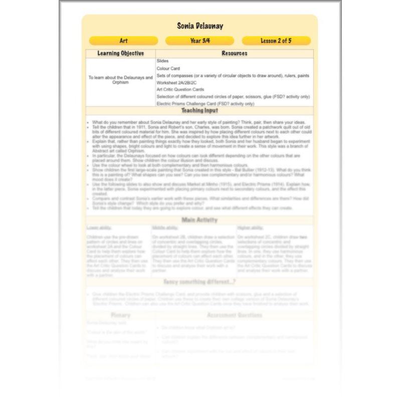 PlanBee Sonia DelaunayKS2 Art scheme of work by PlanBee