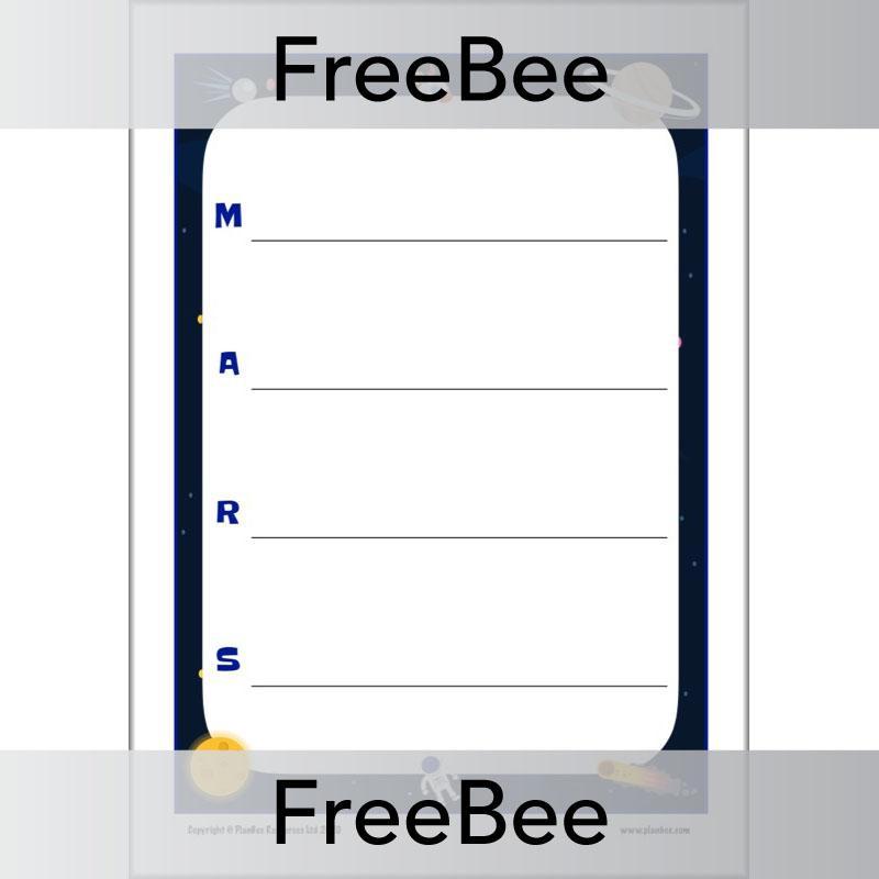 PlanBee Space Acrostics | PlanBee FreeBees