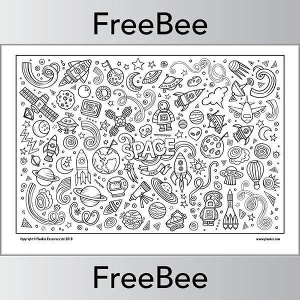 Free Downloadable Space Colouring Pages by PlanBee
