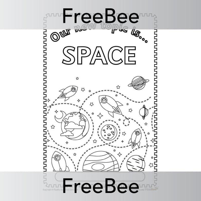 Free Printable Space Topic Cover by PlanBee FreeBees