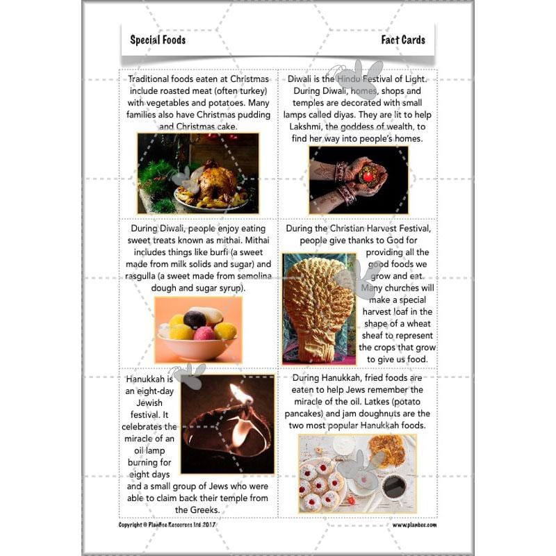 PlanBee Special Foods - Religious Foods: KS2 RE Lesson Plans & Resources