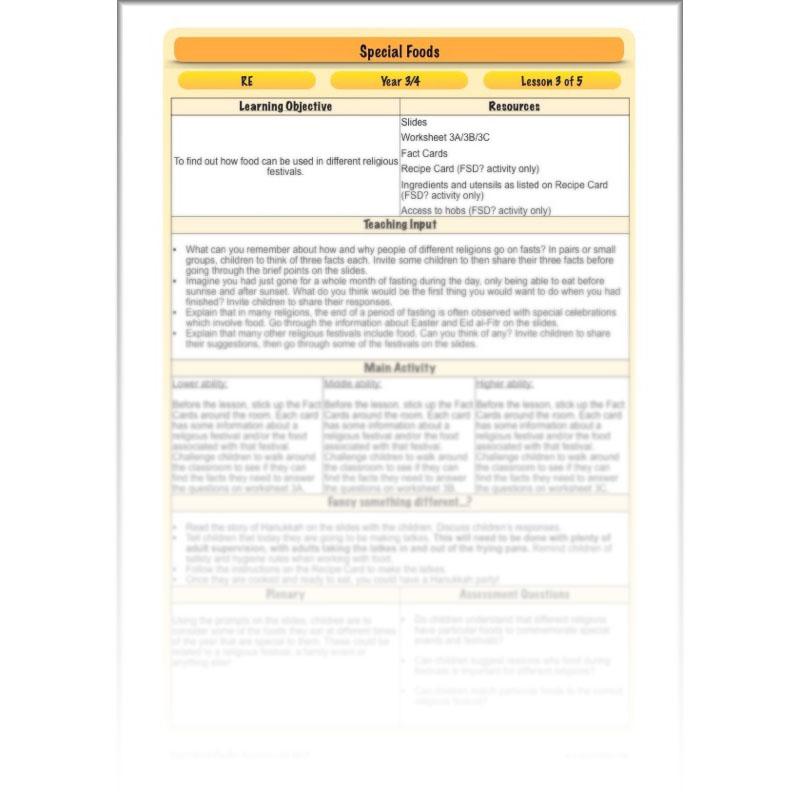 PlanBee Special Foods - Religious Foods: KS2 RE Lesson Plans & Resources