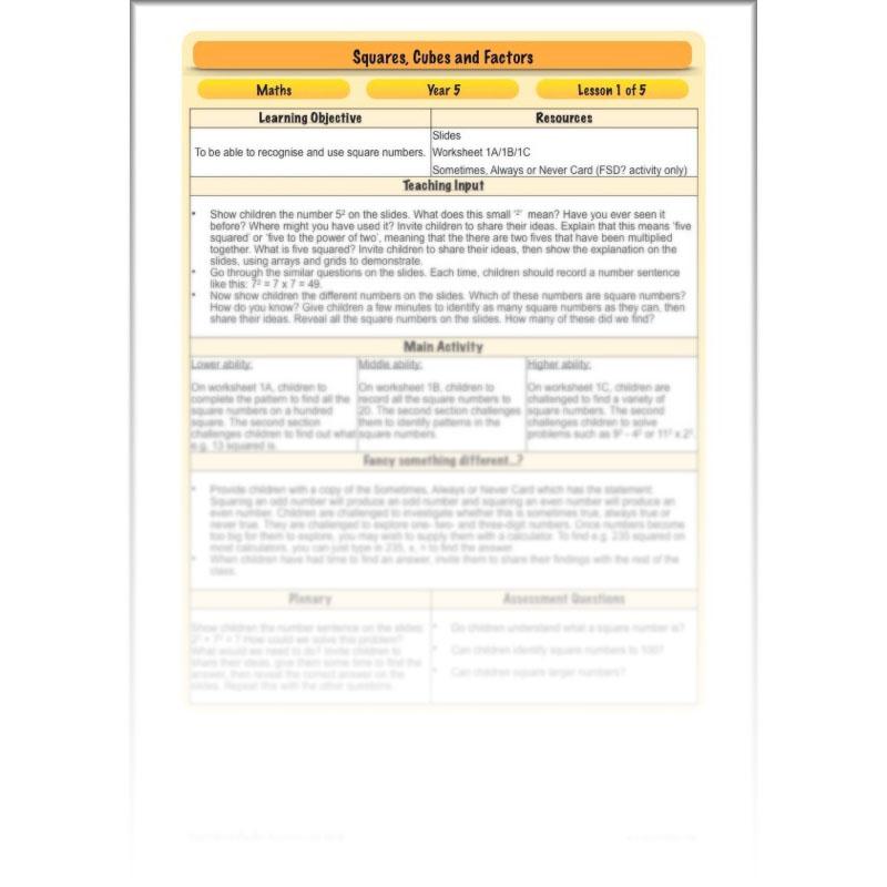 PlanBee Square Numbers, Cube Numbers and Factor Pairs | KS2 Year 5