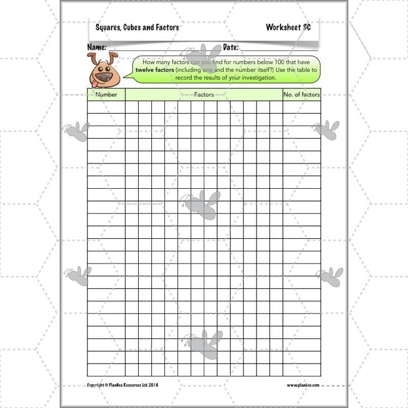 PlanBee Square Numbers, Cube Numbers and Factor Pairs | KS2 Year 5