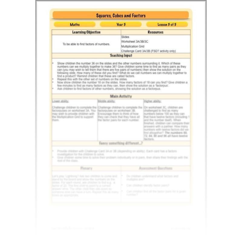 PlanBee Square Numbers, Cube Numbers and Factor Pairs | KS2 Year 5