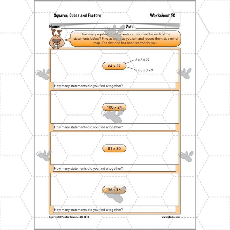 PlanBee Square Numbers, Cube Numbers and Factor Pairs | KS2 Year 5