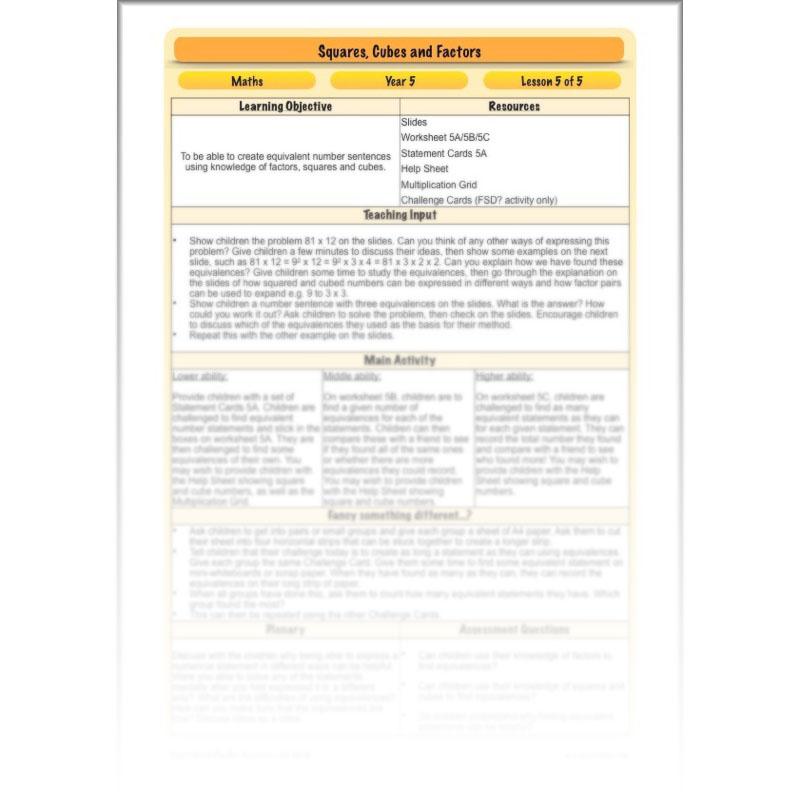 PlanBee Square Numbers, Cube Numbers and Factor Pairs | KS2 Year 5