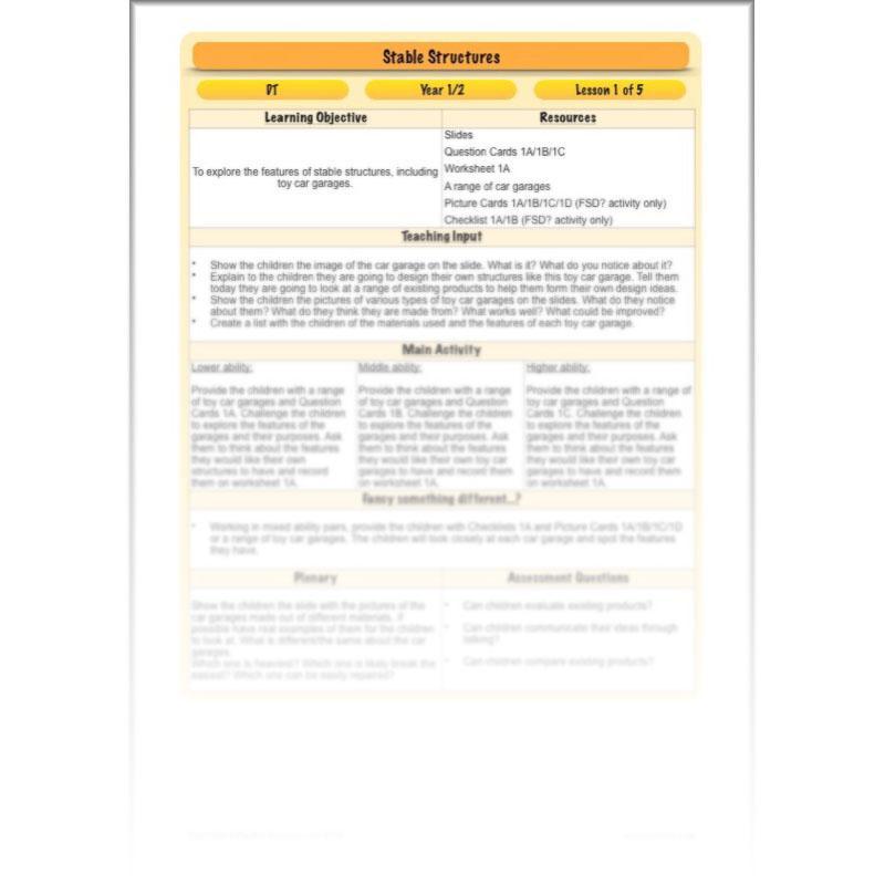 PlanBee Stable Structures KS1 DT Lessons by PlanBee