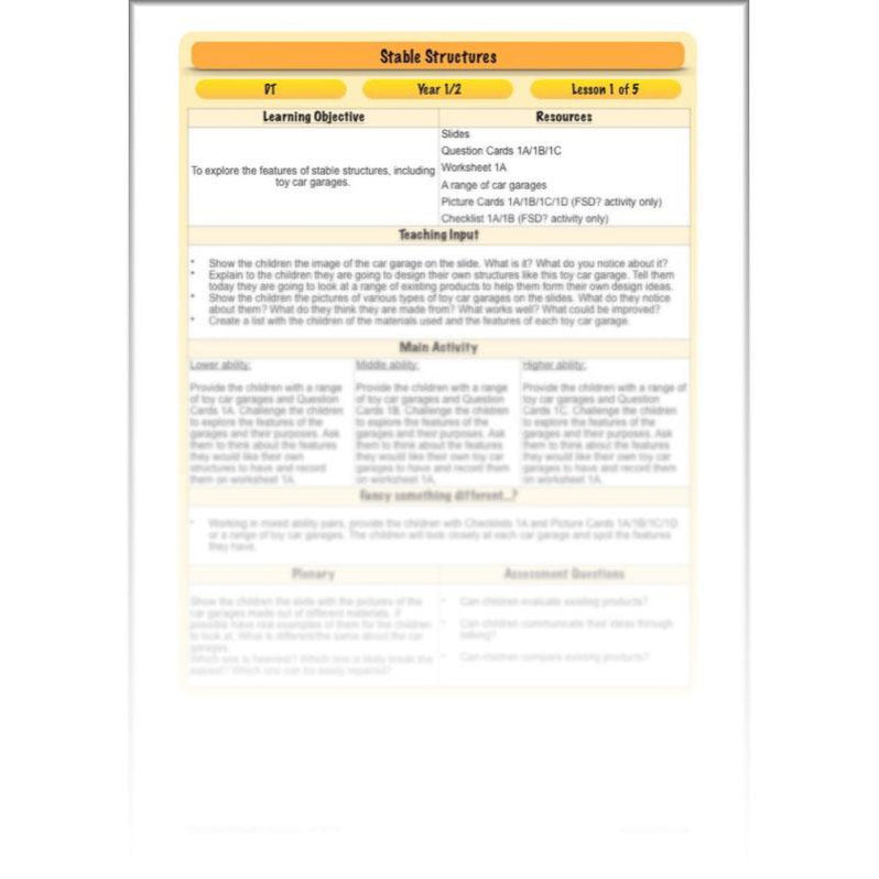 Stable Structures KS1 DT Lessons by PlanBee