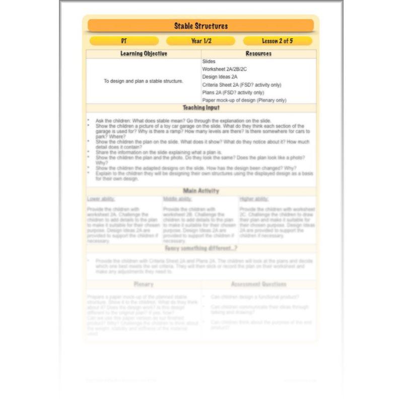 PlanBee Stable Structures KS1 DT Lessons by PlanBee