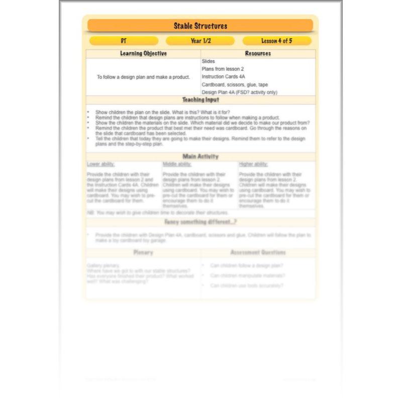 PlanBee Stable Structures KS1 DT Lessons by PlanBee