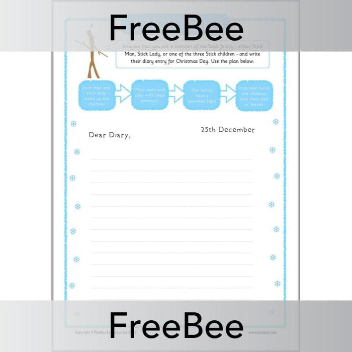 Free Stick Man Activities Pack Diary sheet by PlanBee