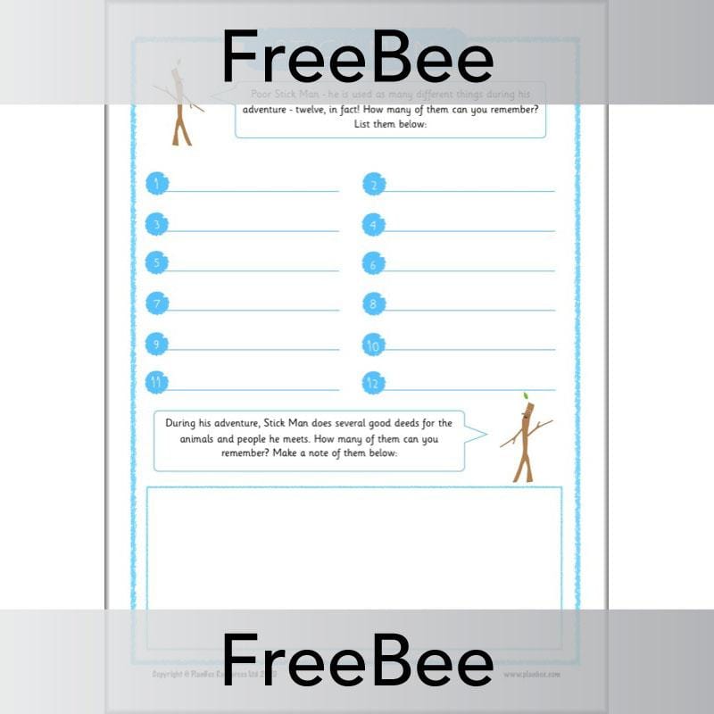 Free Stick Man Activities Pack by PlanBee