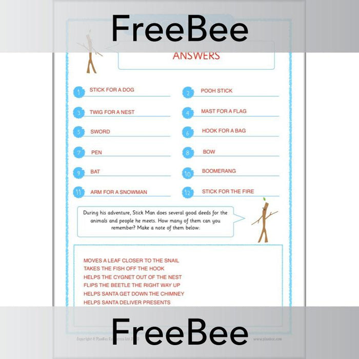 Free Stick Man Activities Pack by PlanBee