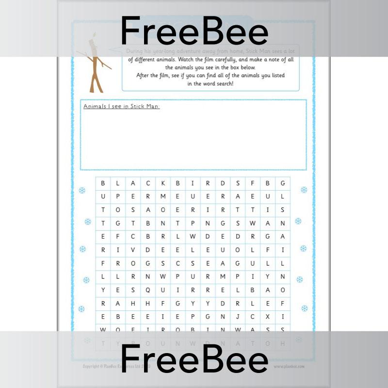 Free Stick Man Activities Pack wordsearch by PlanBee