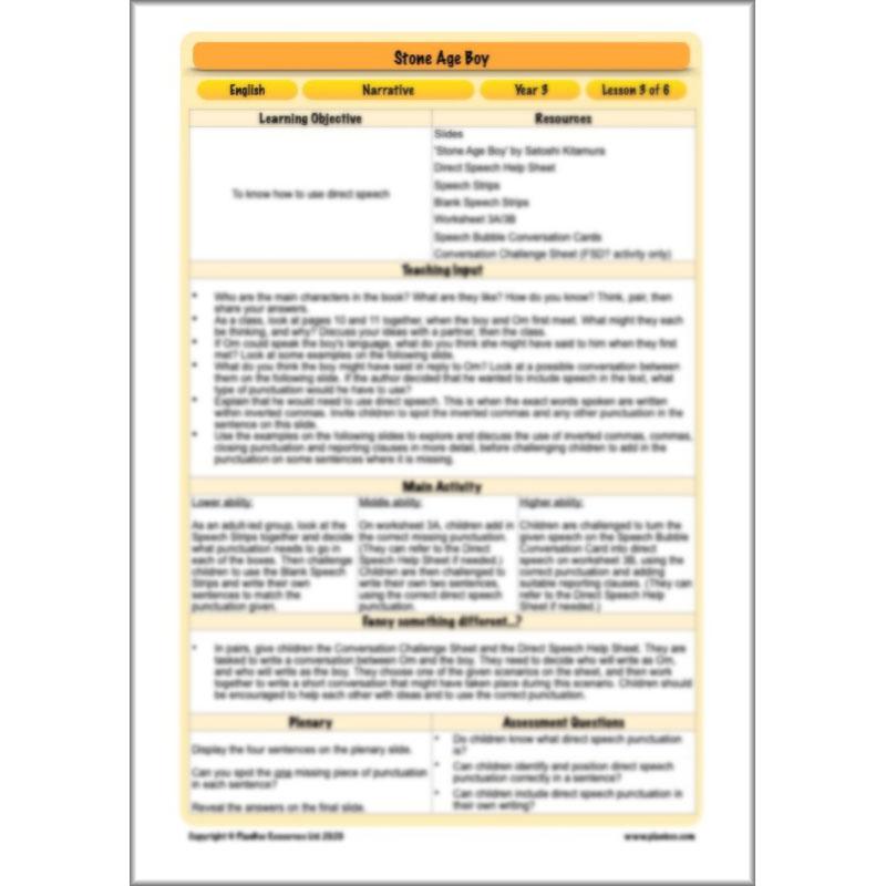 Stone Age Boy Planning | KS2 Lesson Plans